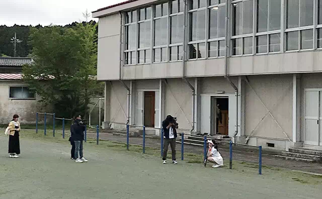 グラウンドで撮影